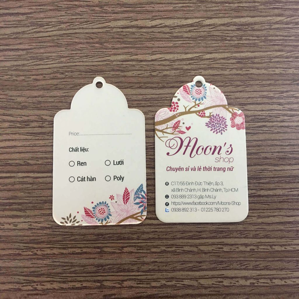 Hình dáng in thẻ treo thông dụng